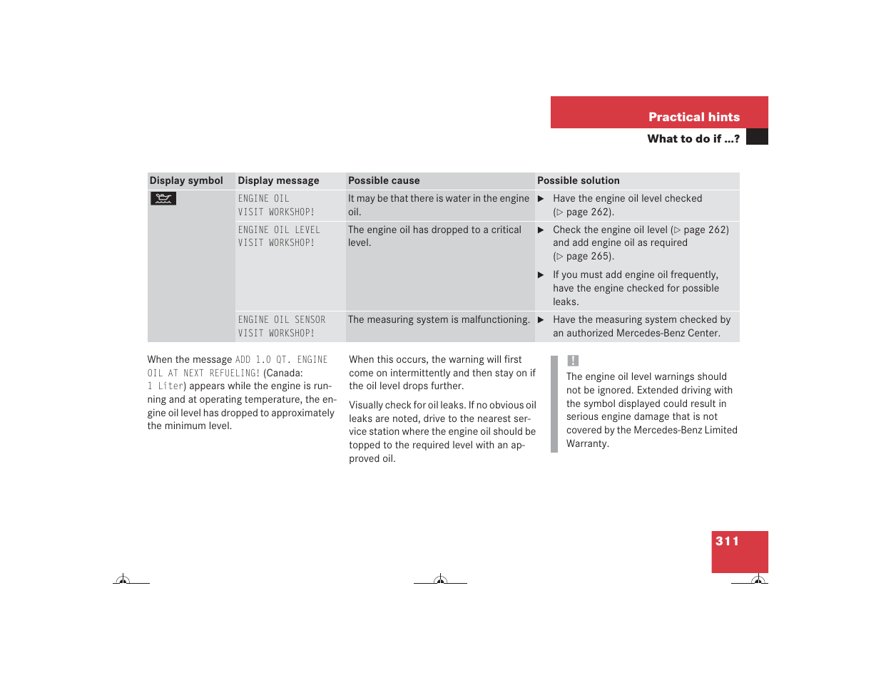 Mercedes-Benz CL-Class 2004 Owners Manual User Manual | Page 312 / 418