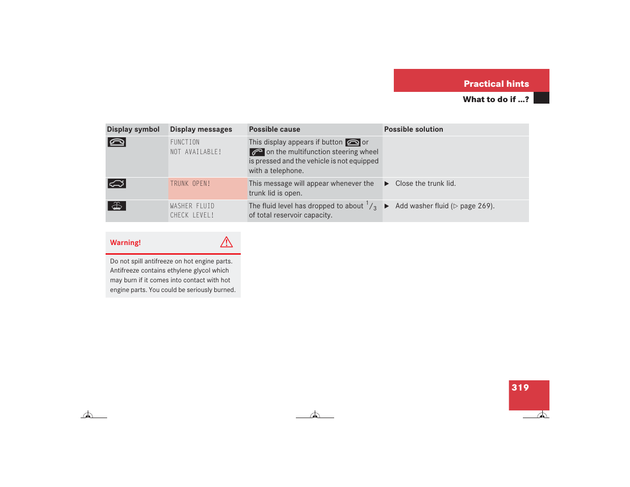 Mercedes-Benz CL-Class 2004 Owners Manual User Manual | Page 320 / 418