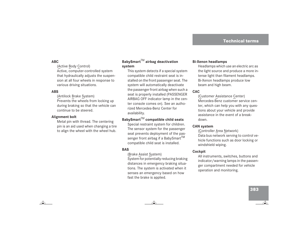 Mercedes-Benz CL-Class 2004 Owners Manual User Manual | Page 384 / 418