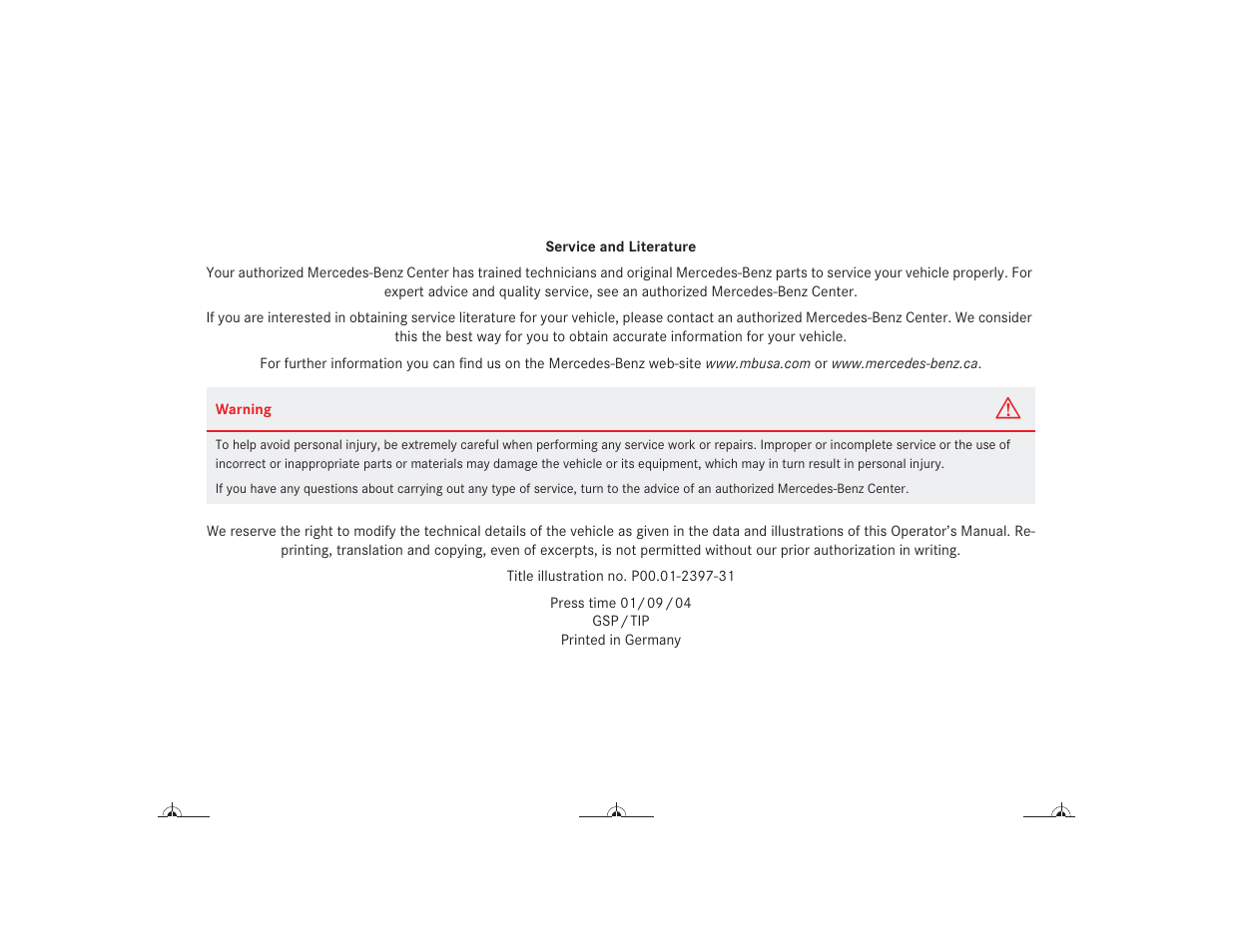 Mercedes-Benz CL-Class 2004 Owners Manual User Manual | Page 417 / 418