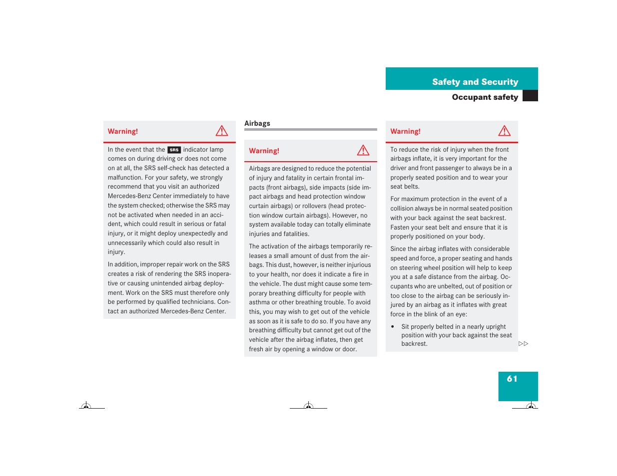 Mercedes-Benz CL-Class 2004 Owners Manual User Manual | Page 62 / 418