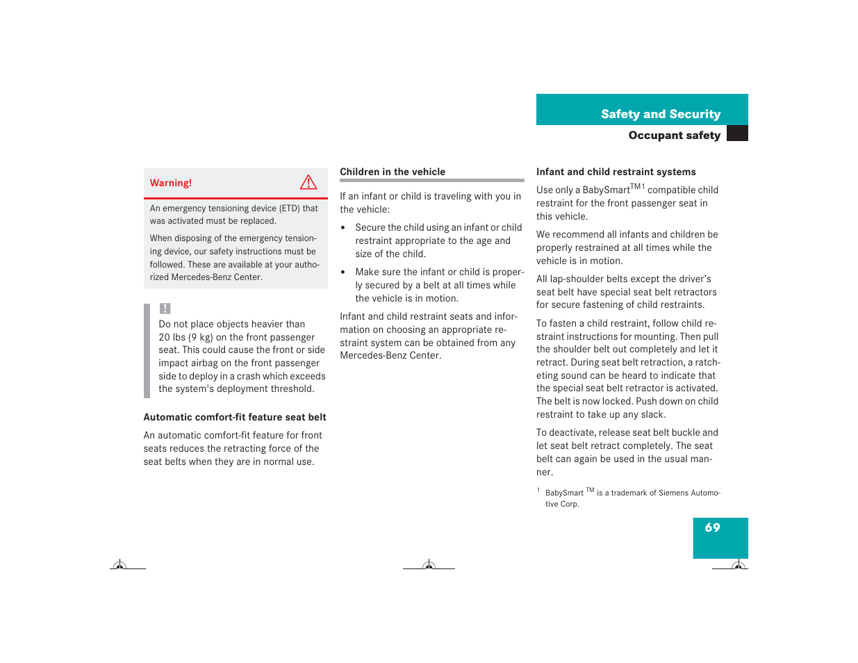 Mercedes-Benz CL-Class 2004 Owners Manual User Manual | Page 70 / 418