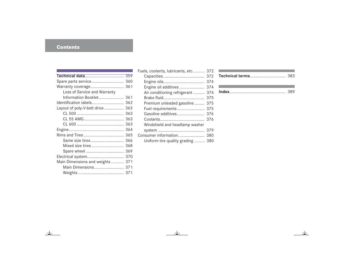 Mercedes-Benz CL-Class 2004 Owners Manual User Manual | Page 9 / 418