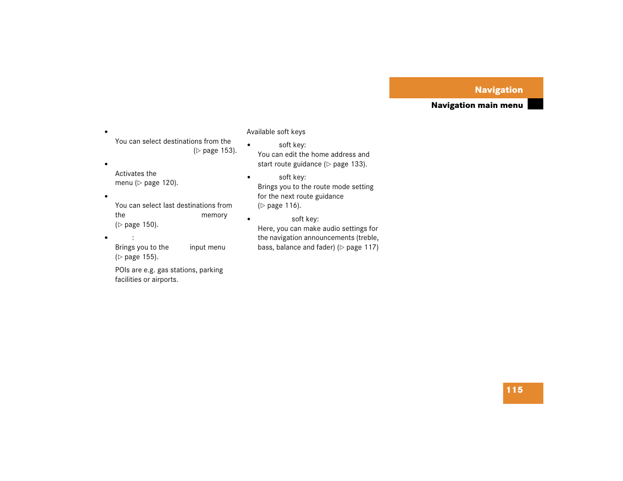 115 navigation | Mercedes-Benz S-Class 2004 COMAND Manual User Manual | Page 124 / 227