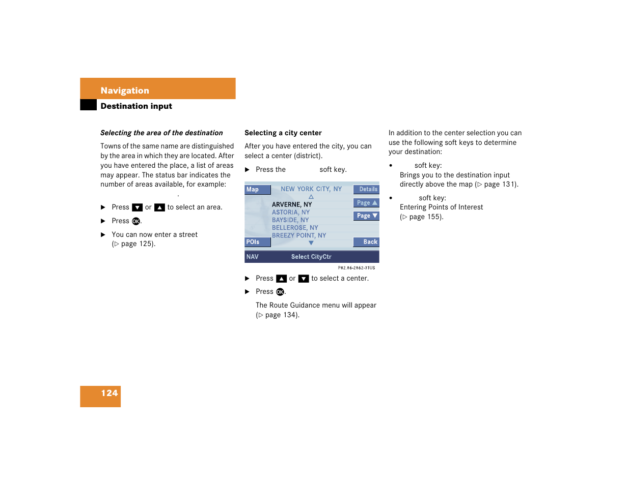 124 navigation | Mercedes-Benz S-Class 2004 COMAND Manual User Manual | Page 133 / 227