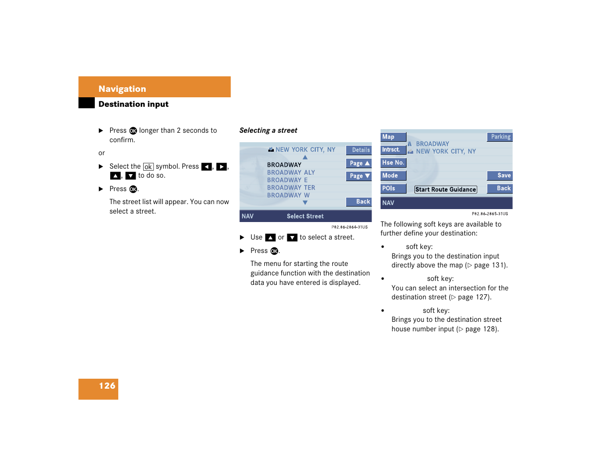 126 navigation | Mercedes-Benz S-Class 2004 COMAND Manual User Manual | Page 135 / 227