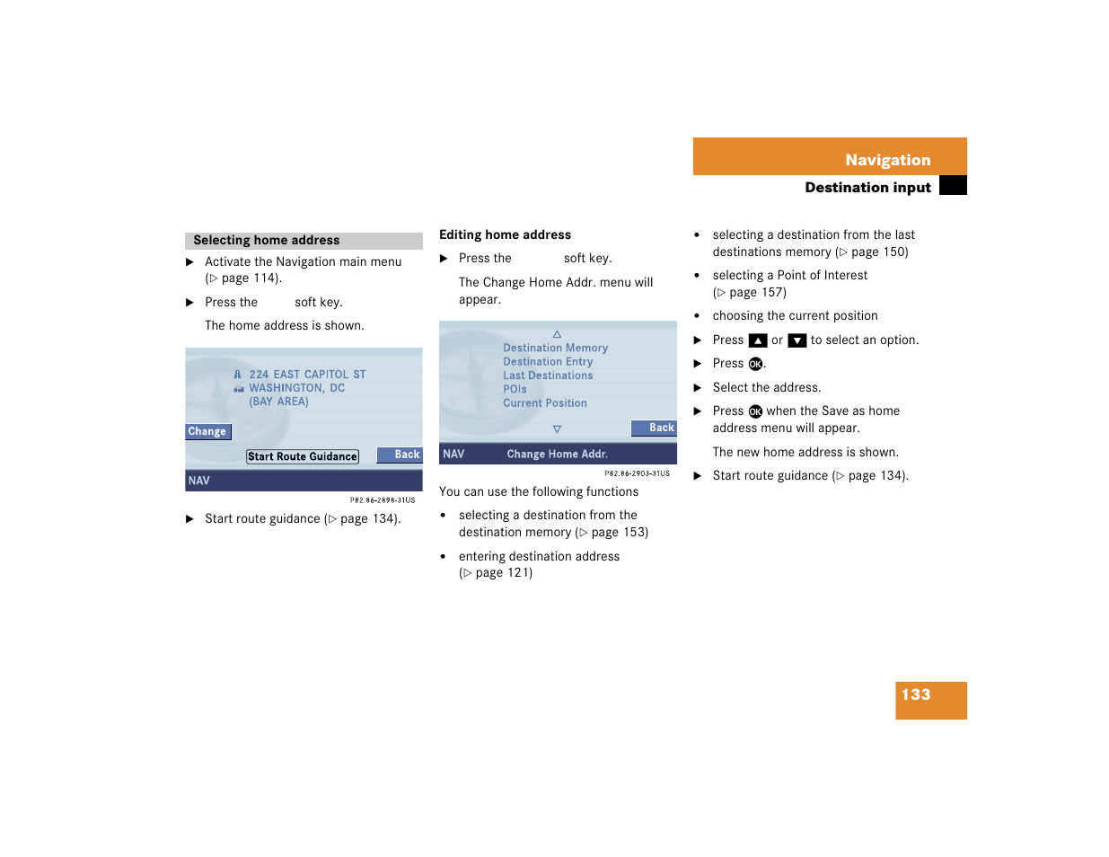 133 navigation | Mercedes-Benz S-Class 2004 COMAND Manual User Manual | Page 142 / 227
