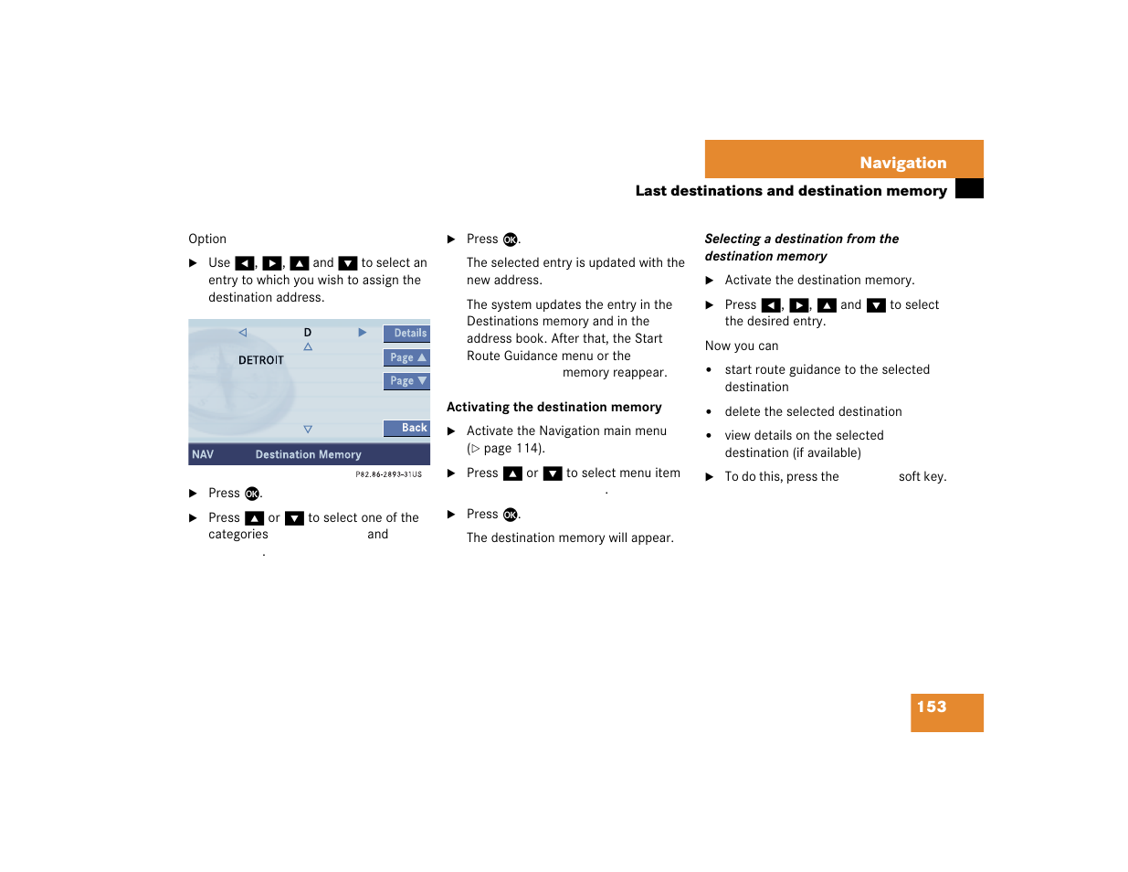 153 navigation | Mercedes-Benz S-Class 2004 COMAND Manual User Manual | Page 162 / 227