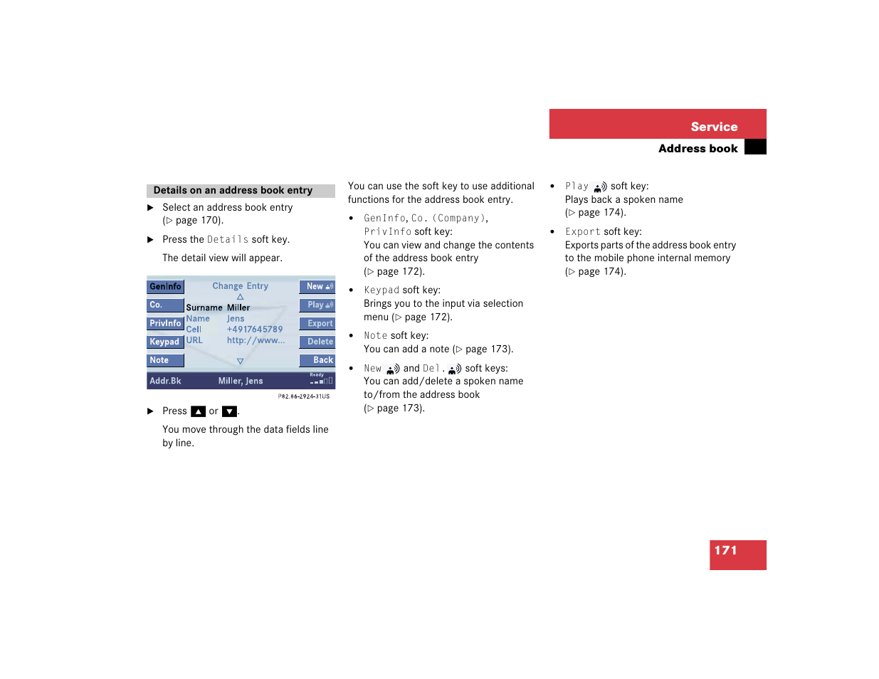 171 service | Mercedes-Benz S-Class 2004 COMAND Manual User Manual | Page 180 / 227