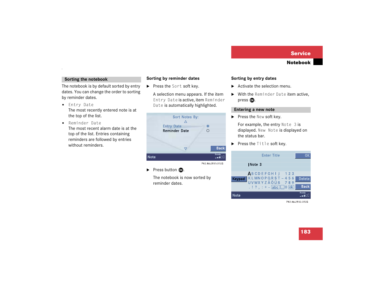 183 service | Mercedes-Benz S-Class 2004 COMAND Manual User Manual | Page 192 / 227