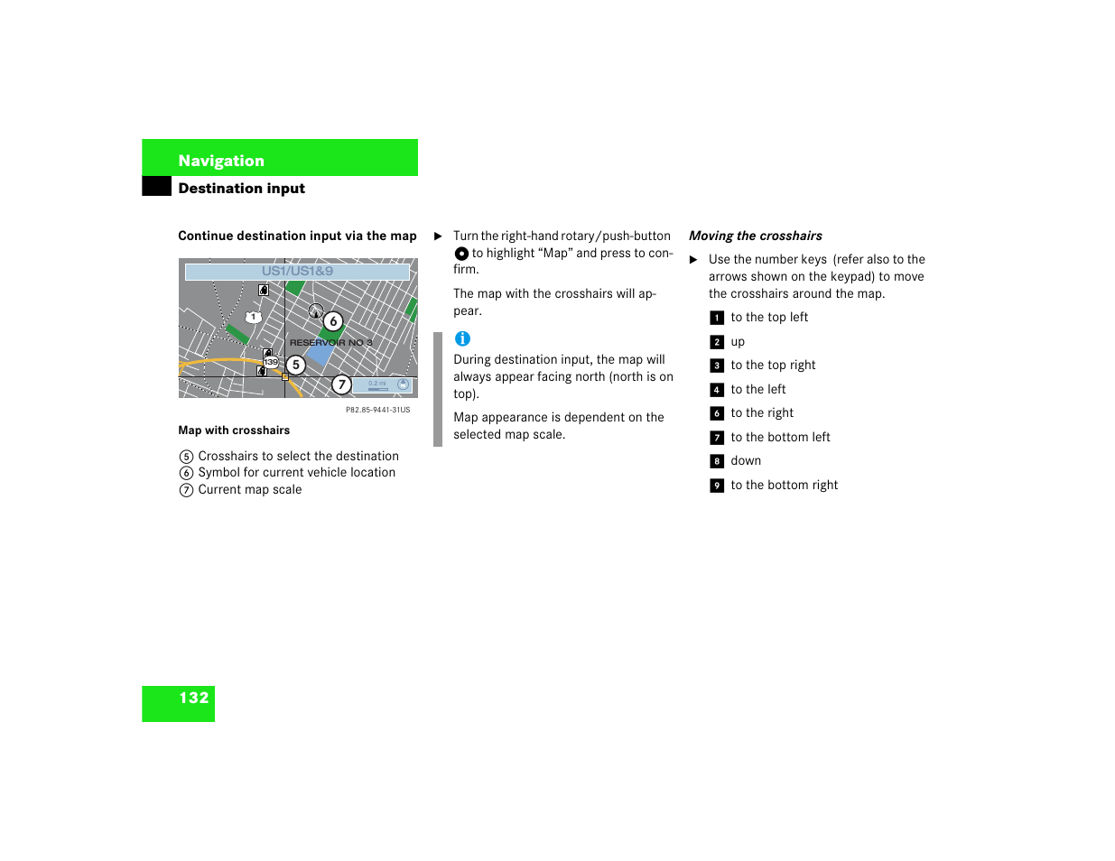 132 navigation | Mercedes-Benz CL-Class 2003 COMAND Manual User Manual | Page 140 / 225