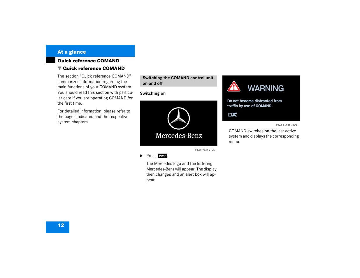 Warning, Mercedes-benz | Mercedes-Benz CL-Class 2003 COMAND Manual User Manual | Page 20 / 225