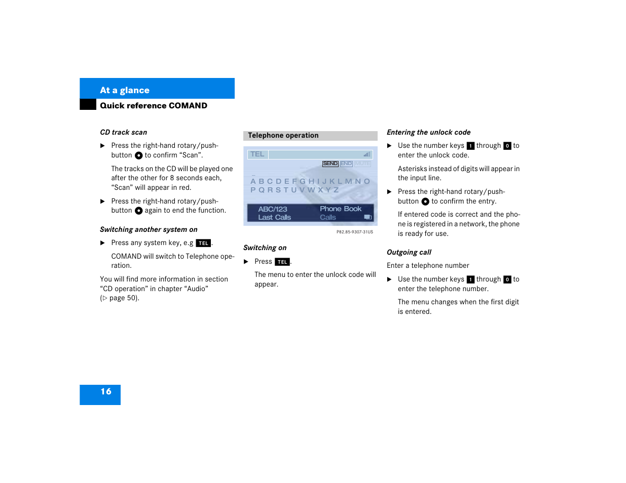 16 at a glance | Mercedes-Benz CL-Class 2003 COMAND Manual User Manual | Page 24 / 225