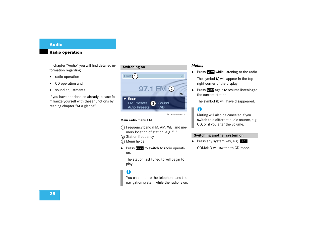 1 fm | Mercedes-Benz CL-Class 2003 COMAND Manual User Manual | Page 36 / 225