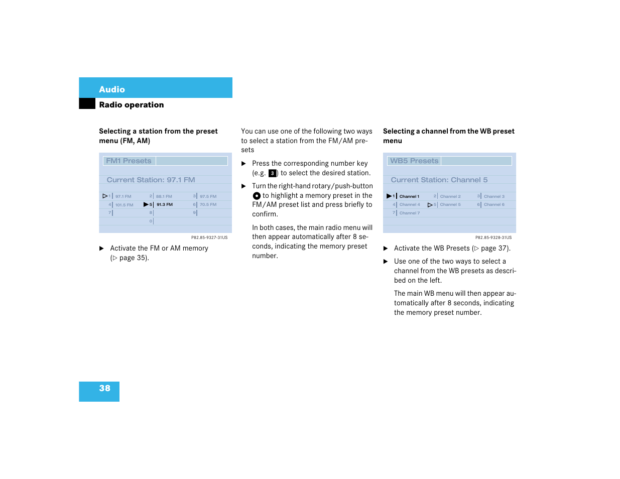 38 audio, Radio operation | Mercedes-Benz CL-Class 2003 COMAND Manual User Manual | Page 46 / 225