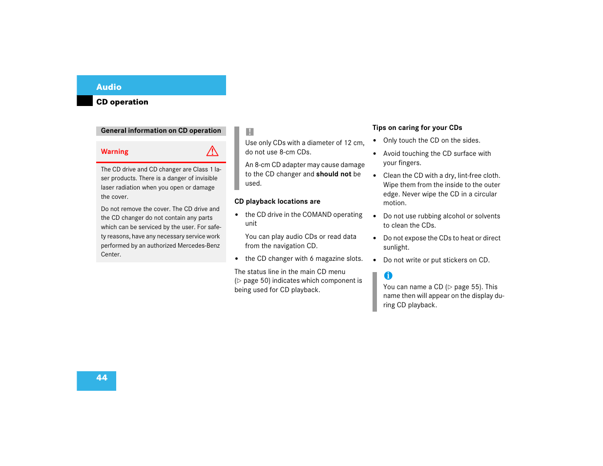 Mercedes-Benz CL-Class 2003 COMAND Manual User Manual | Page 52 / 225
