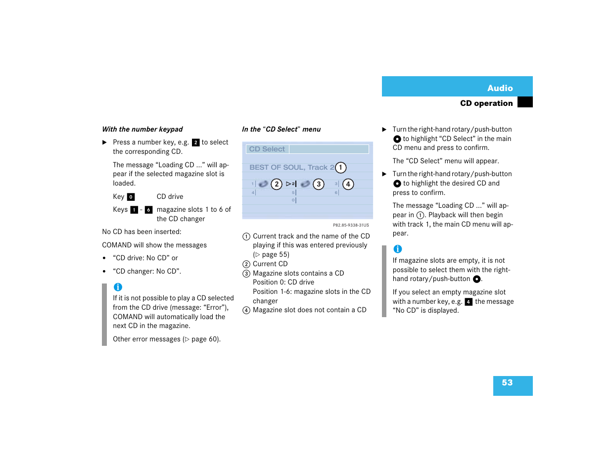 53 audio | Mercedes-Benz CL-Class 2003 COMAND Manual User Manual | Page 61 / 225
