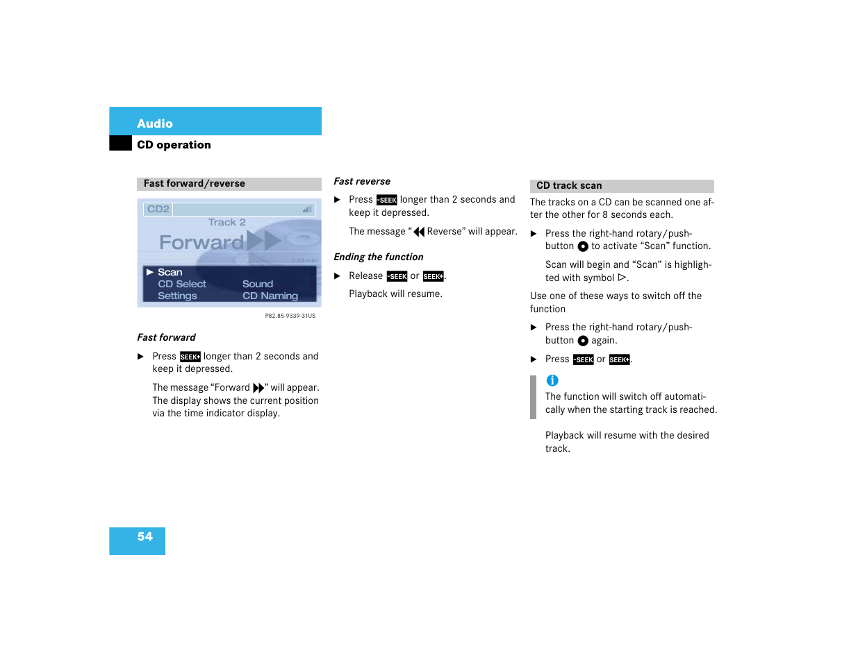 Forward | Mercedes-Benz CL-Class 2003 COMAND Manual User Manual | Page 62 / 225