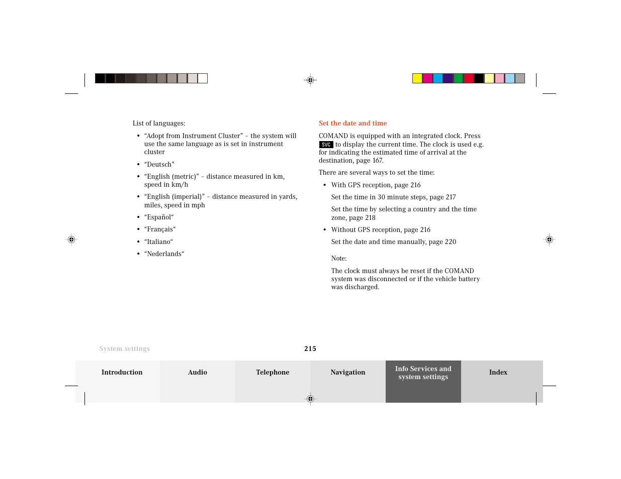 Mercedes-Benz E-Wagon 2003 COMAND Manual User Manual | Page 217 / 235