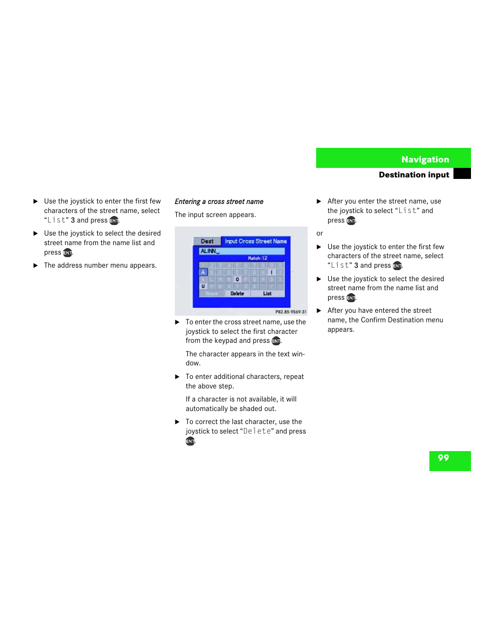 99 navigation | Mercedes-Benz M-Class 2003 COMAND Manual User Manual | Page 102 / 150