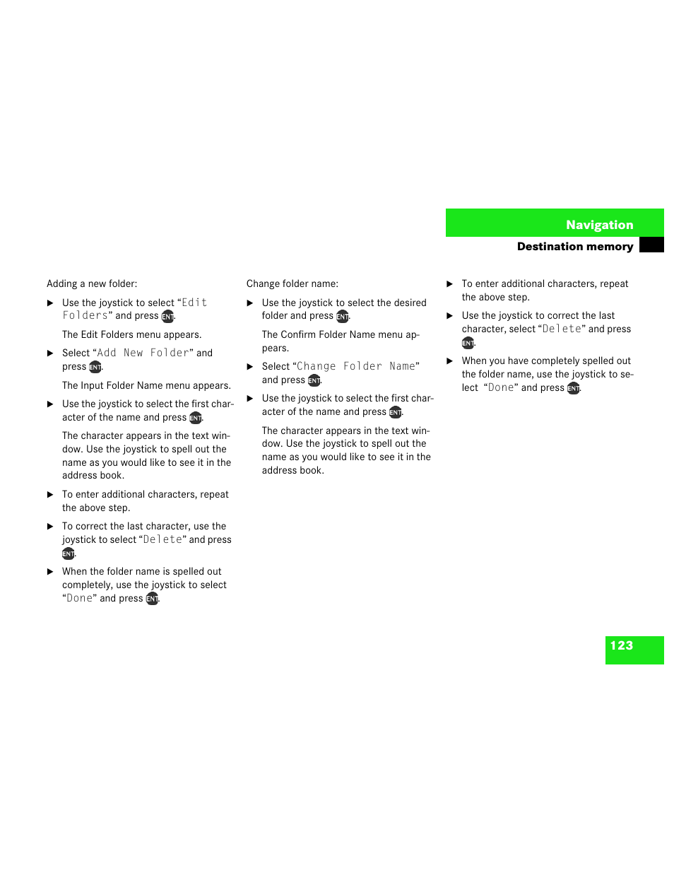 123 navigation | Mercedes-Benz M-Class 2003 COMAND Manual User Manual | Page 126 / 150