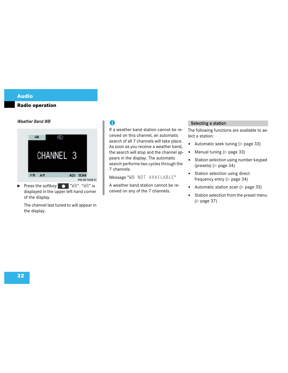 32 audio | Mercedes-Benz M-Class 2003 COMAND Manual User Manual | Page 35 / 150