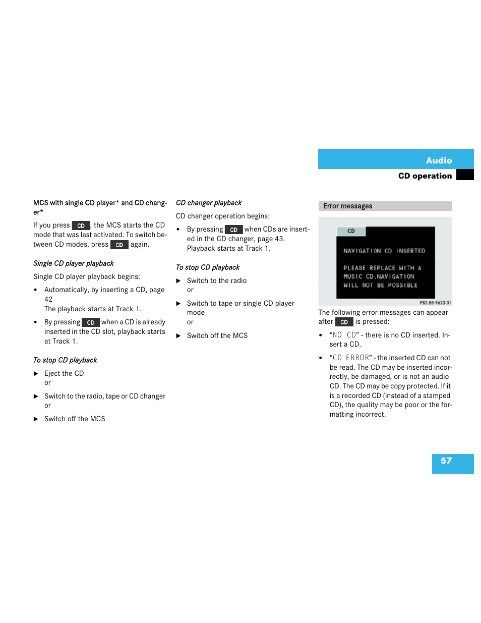 57 audio | Mercedes-Benz M-Class 2003 COMAND Manual User Manual | Page 60 / 150
