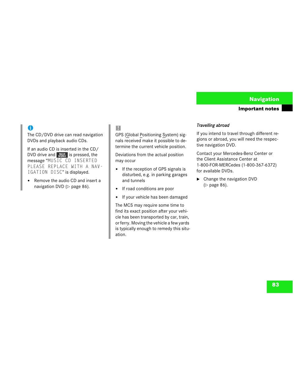 Mercedes-Benz M-Class 2003 COMAND Manual User Manual | Page 86 / 150