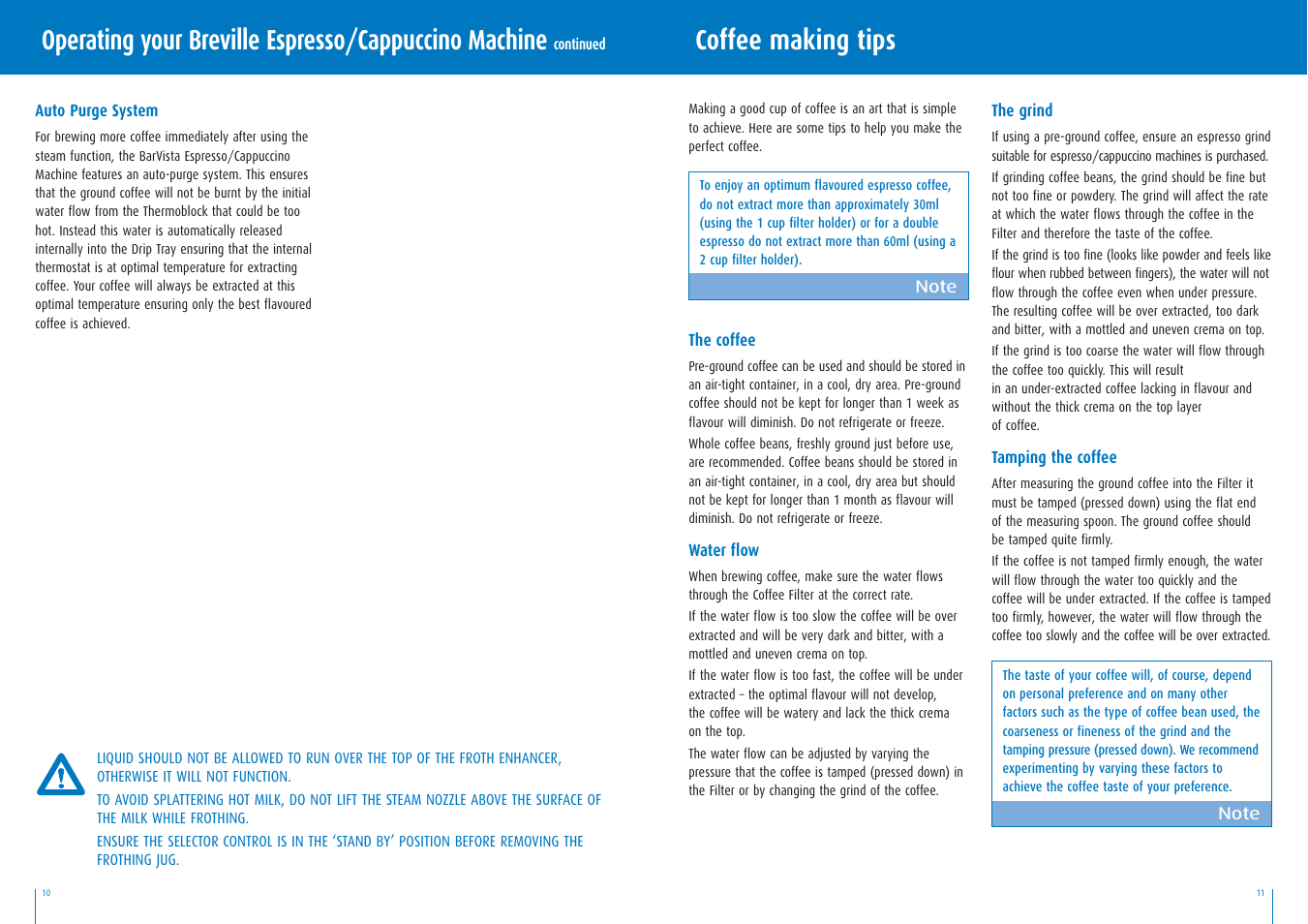 Coffee making tips | Breville BES200 User Manual | Page 6 / 8