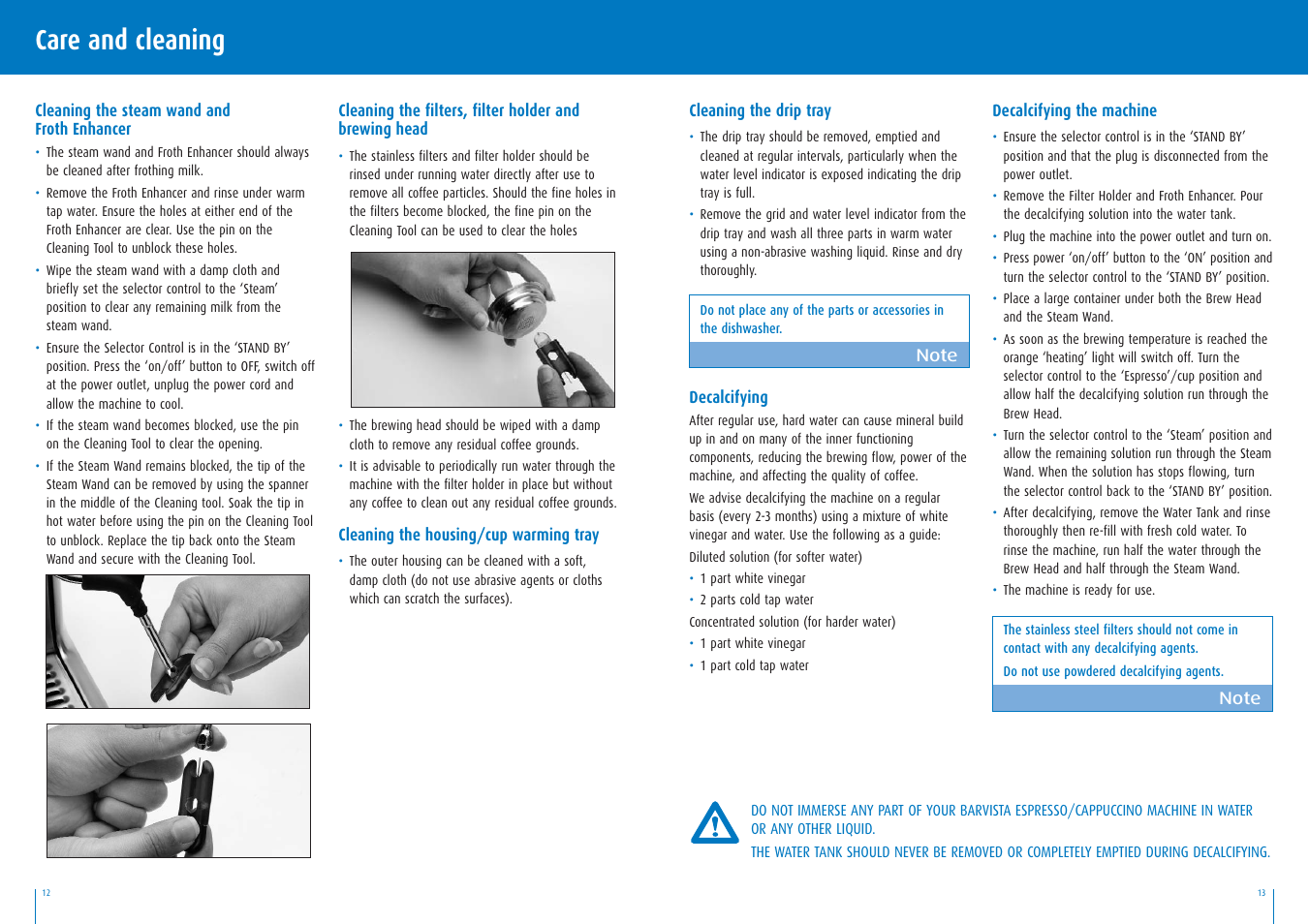 Care and cleaning | Breville BES200 User Manual | Page 7 / 8