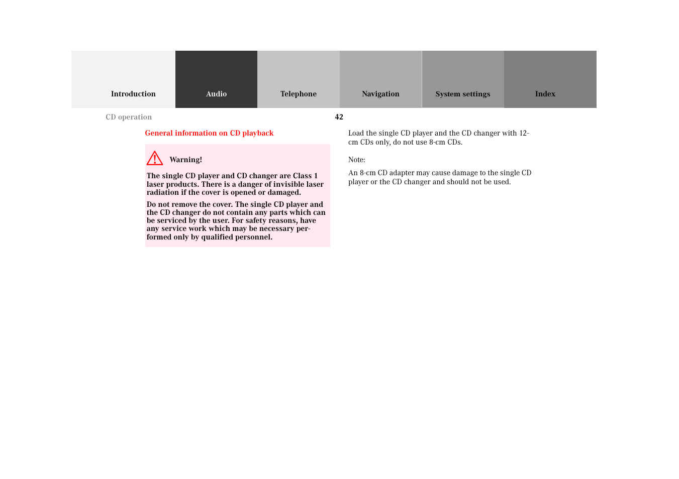Mercedes-Benz M-Class 2002 COMAND Manual User Manual | Page 46 / 165