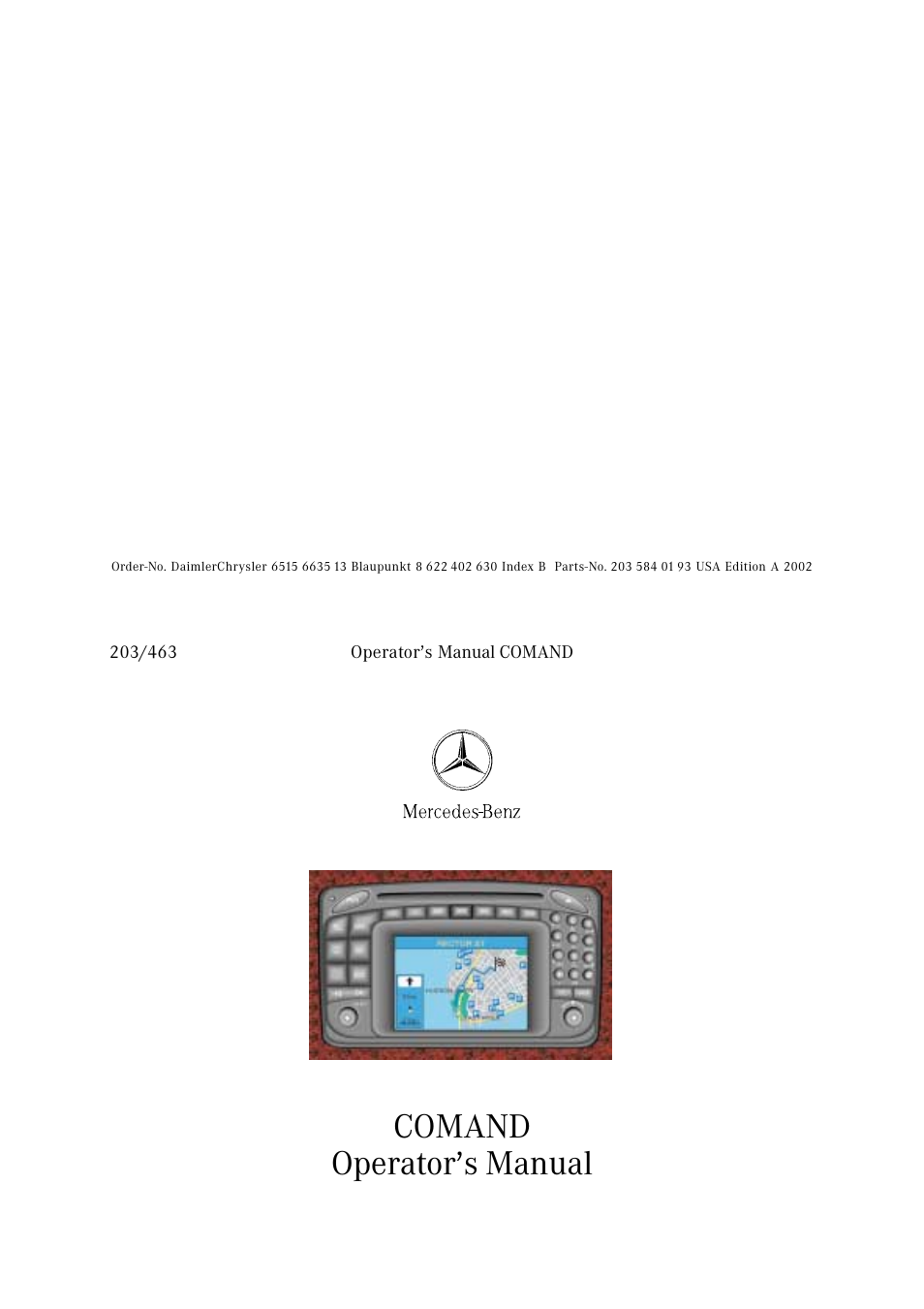 Mercedes-Benz C-Class 2002 COMAND Manual User Manual | 235 pages