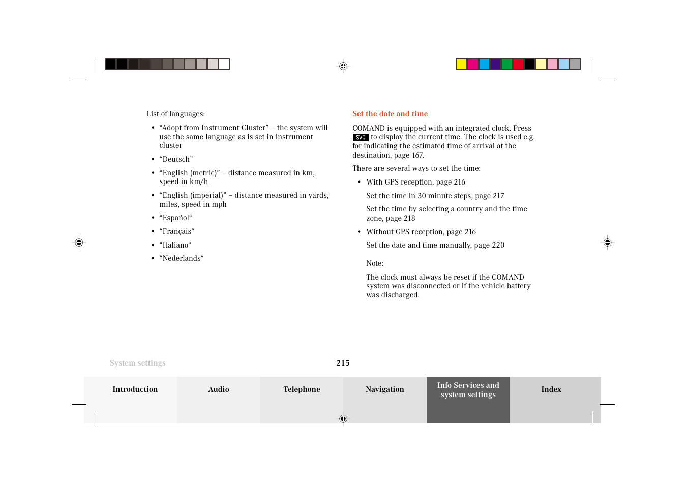 Mercedes-Benz C-Class 2002 COMAND Manual User Manual | Page 217 / 235