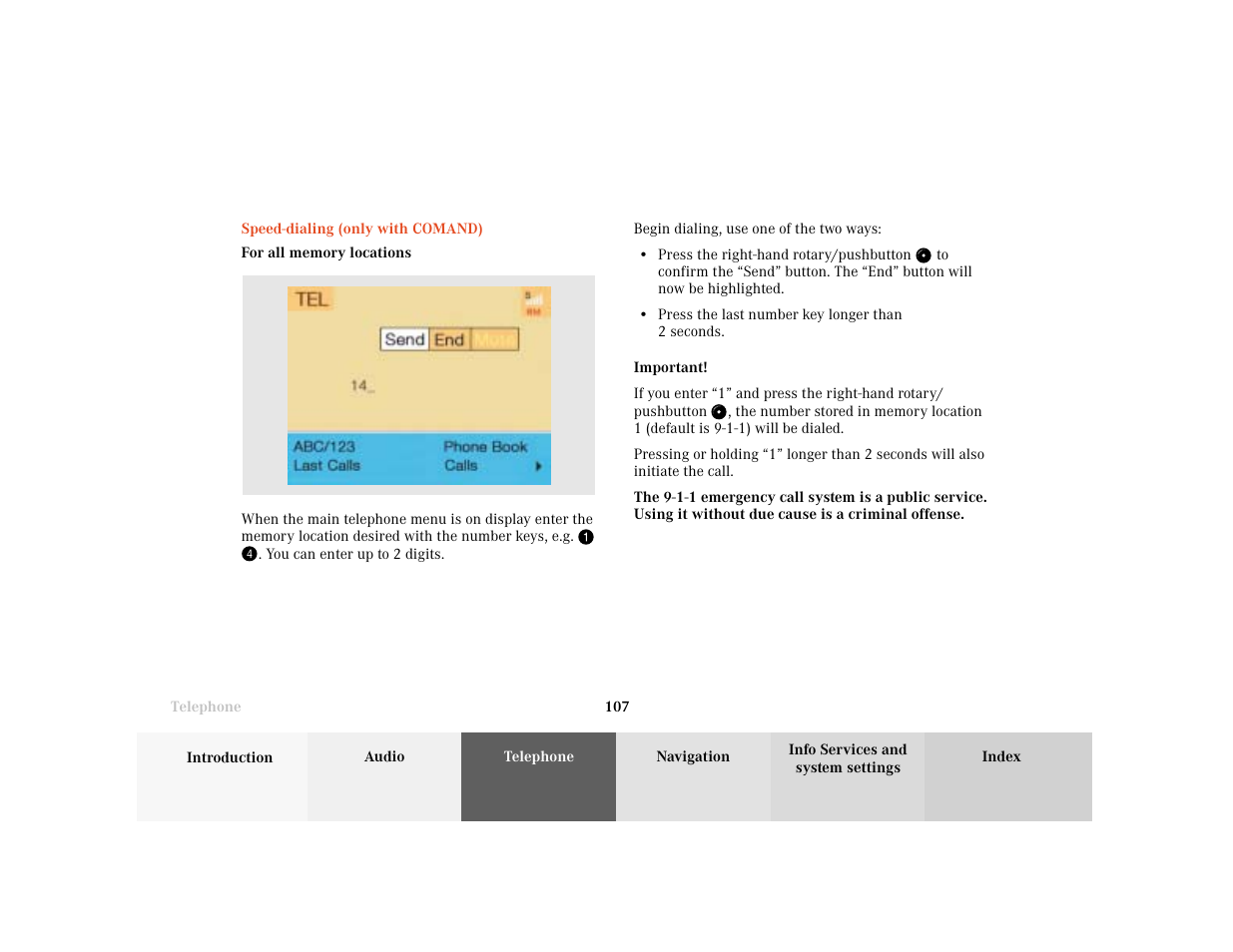Mercedes-Benz C-Class 2001 COMAND Manual User Manual | Page 109 / 231