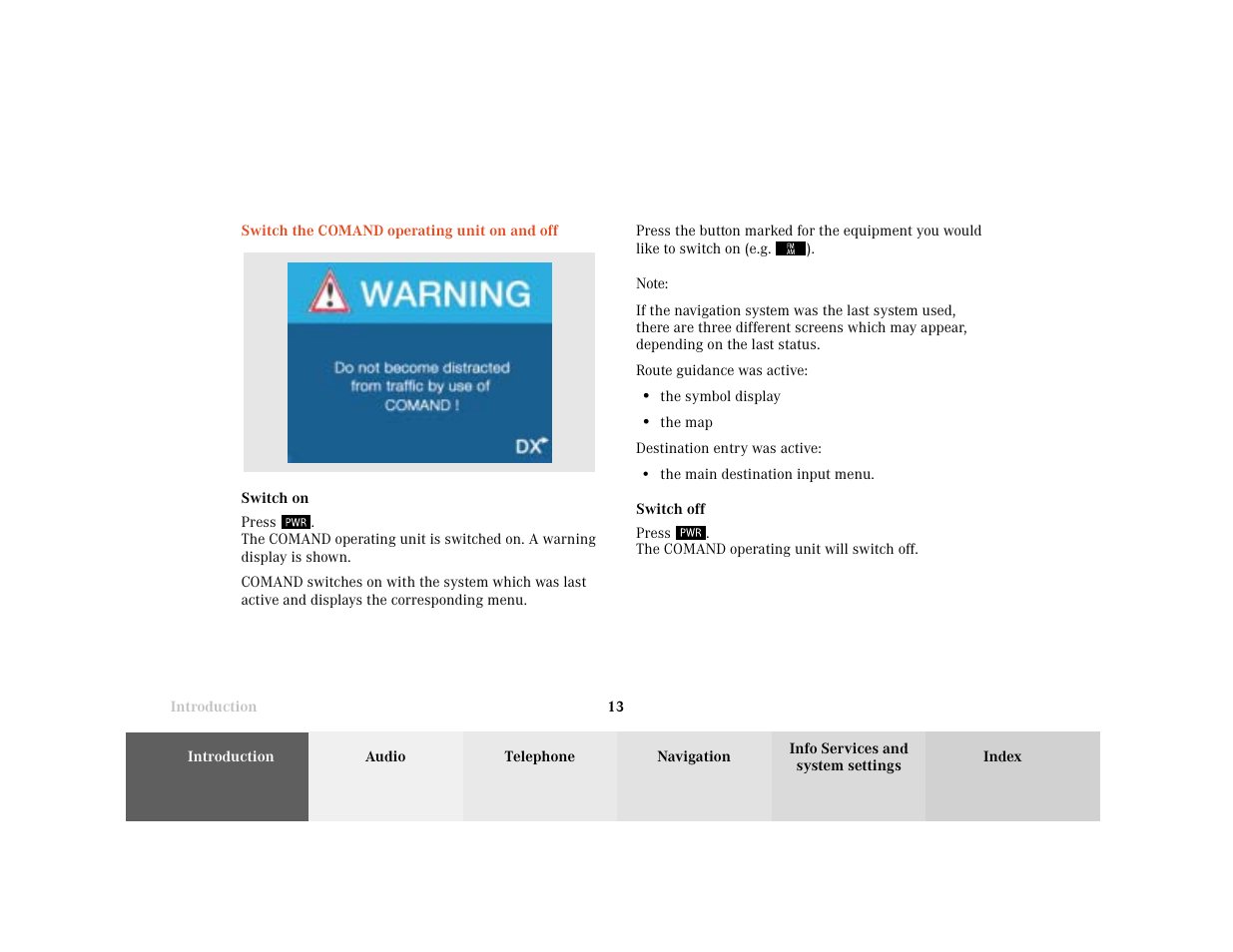 Mercedes-Benz C-Class 2001 COMAND Manual User Manual | Page 15 / 231