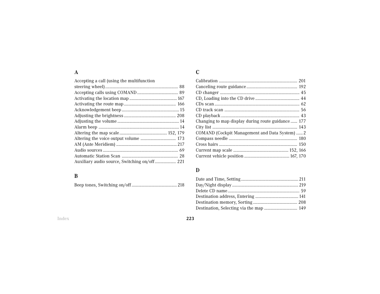 Mercedes-Benz C-Class 2001 COMAND Manual User Manual | Page 225 / 231