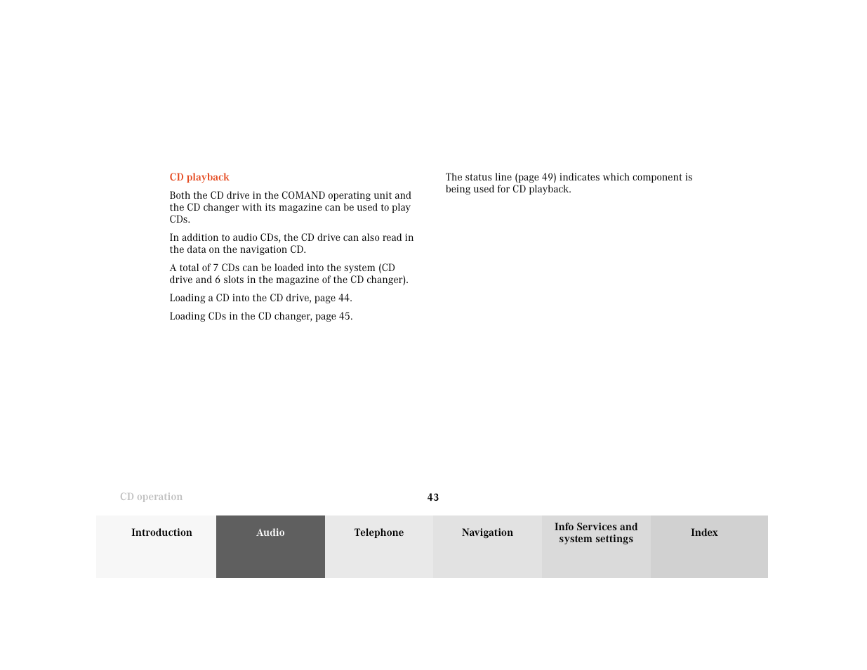 Mercedes-Benz C-Class 2001 COMAND Manual User Manual | Page 45 / 231