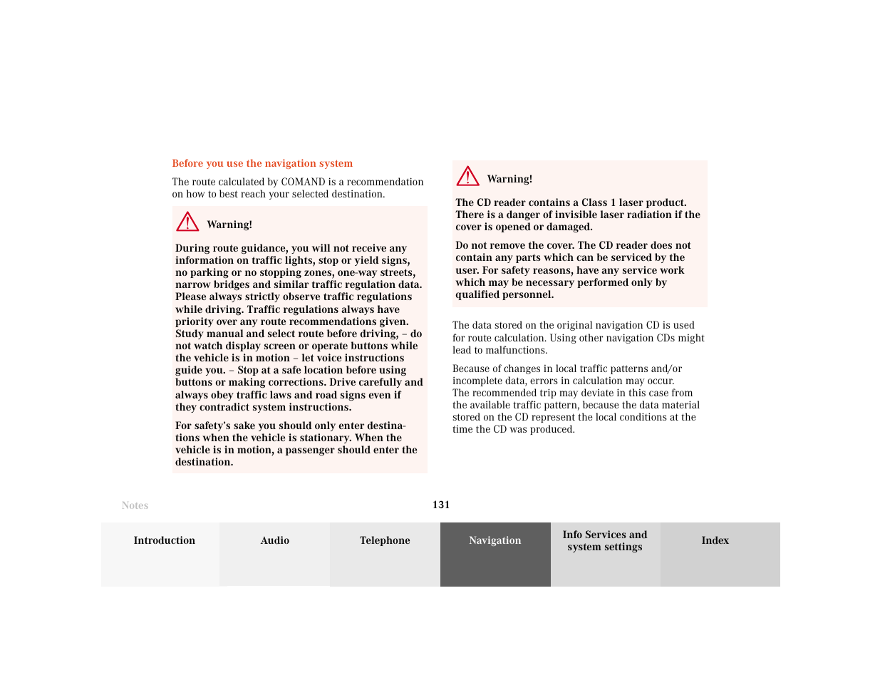 Mercedes-Benz E-Wagon 2001 COMAND Manual User Manual | Page 133 / 231