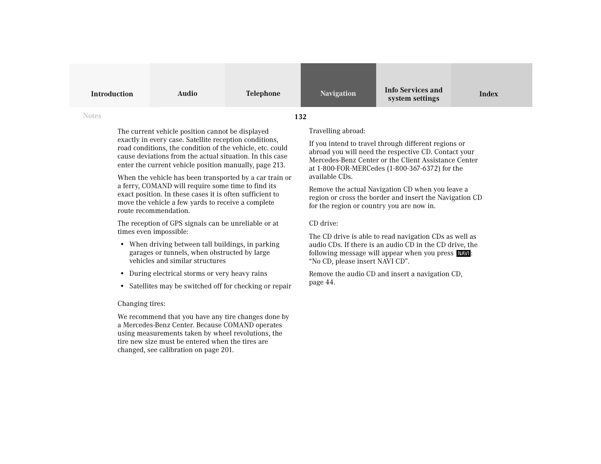 Mercedes-Benz E-Wagon 2001 COMAND Manual User Manual | Page 134 / 231