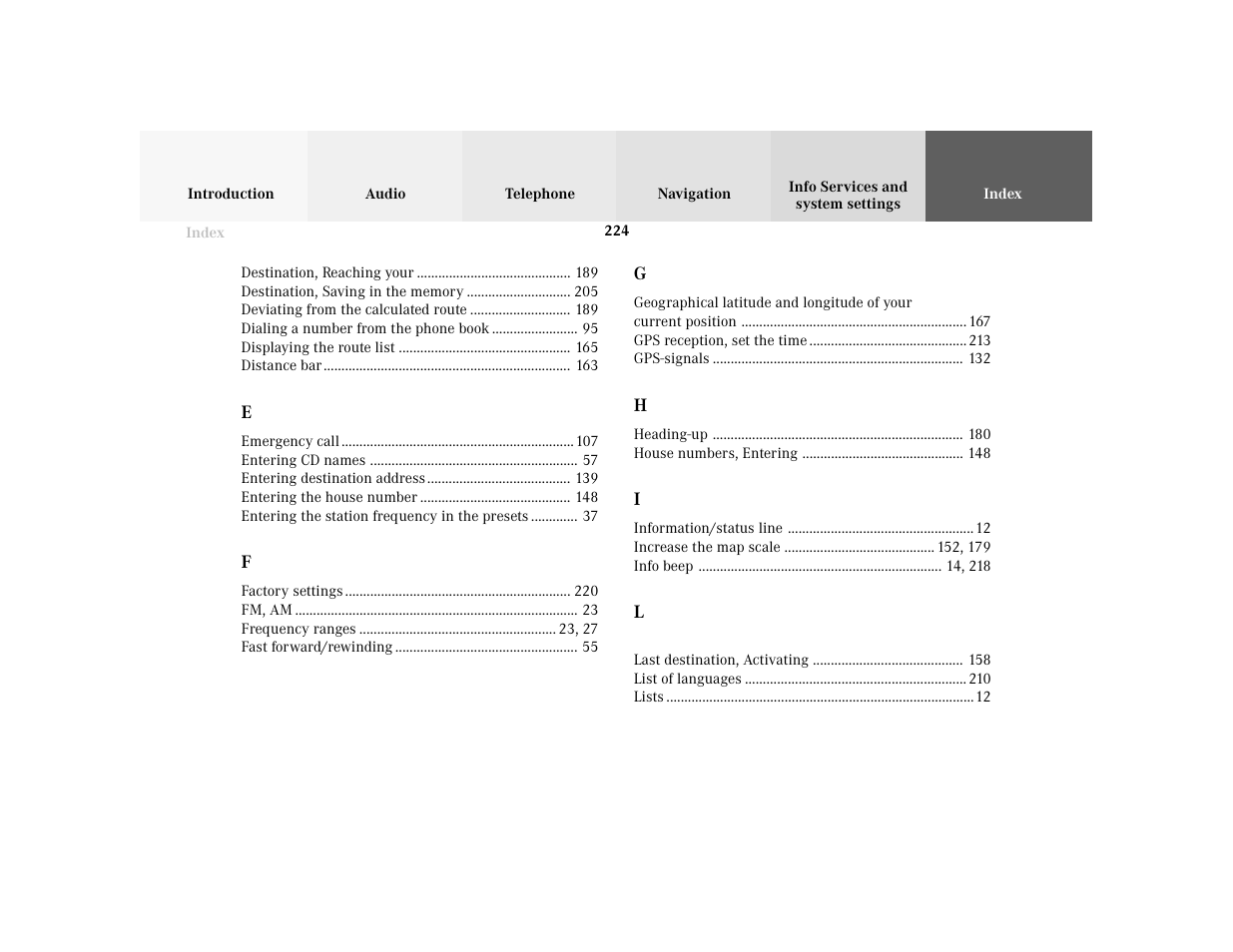 Mercedes-Benz E-Wagon 2001 COMAND Manual User Manual | Page 226 / 231