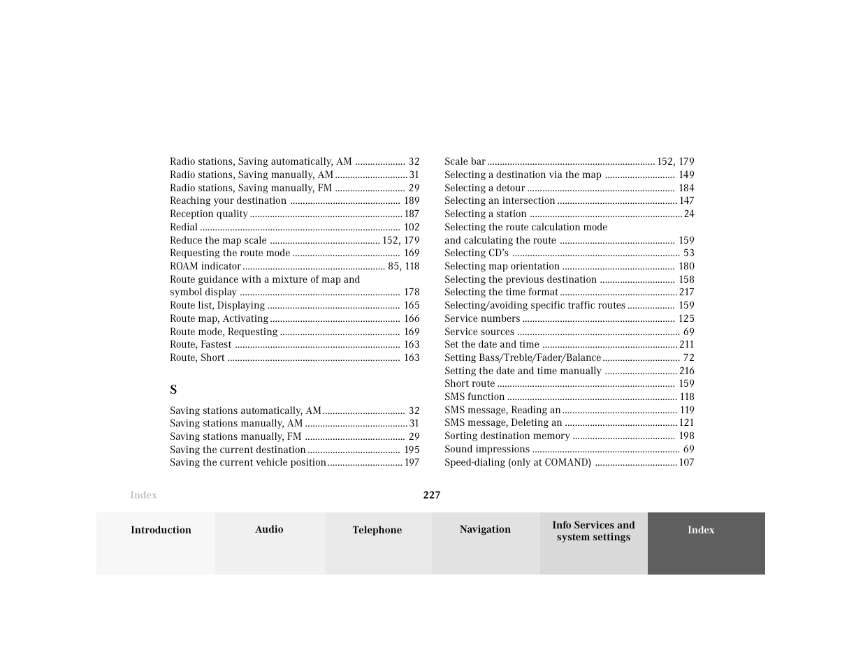 Mercedes-Benz E-Wagon 2001 COMAND Manual User Manual | Page 229 / 231