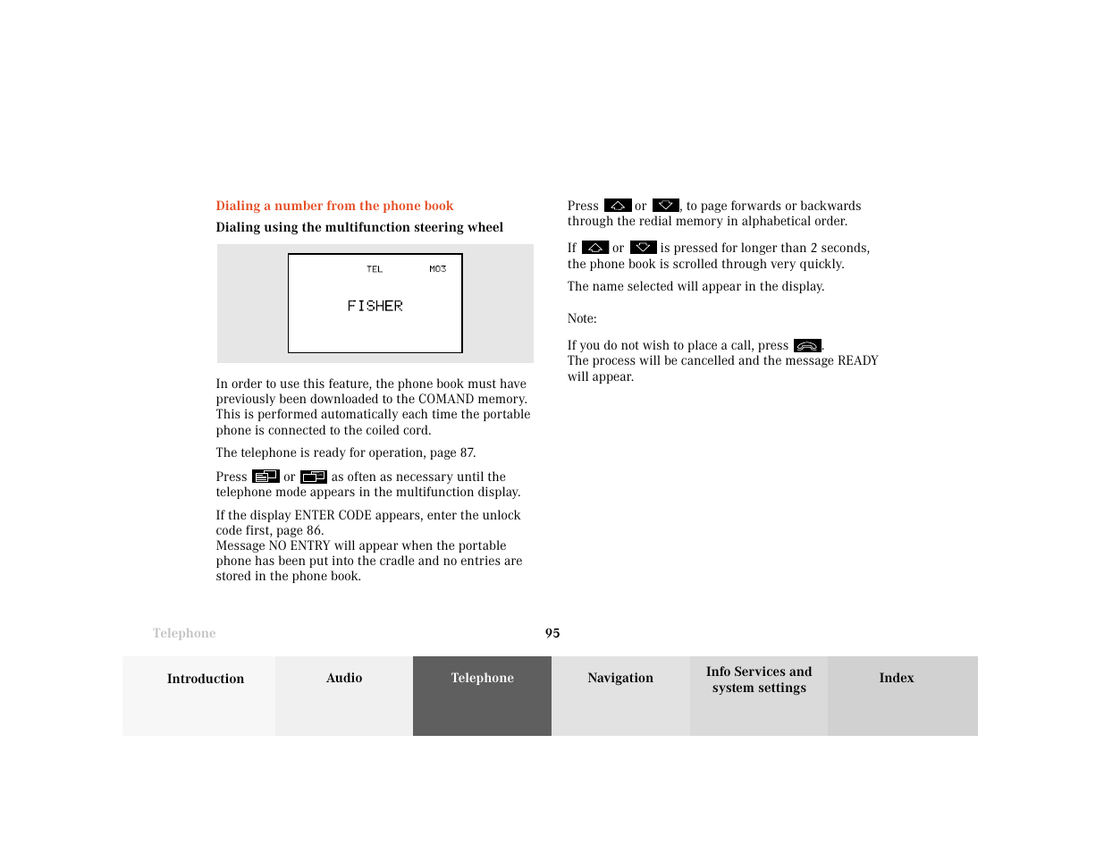 Mercedes-Benz E-Wagon 2001 COMAND Manual User Manual | Page 97 / 231