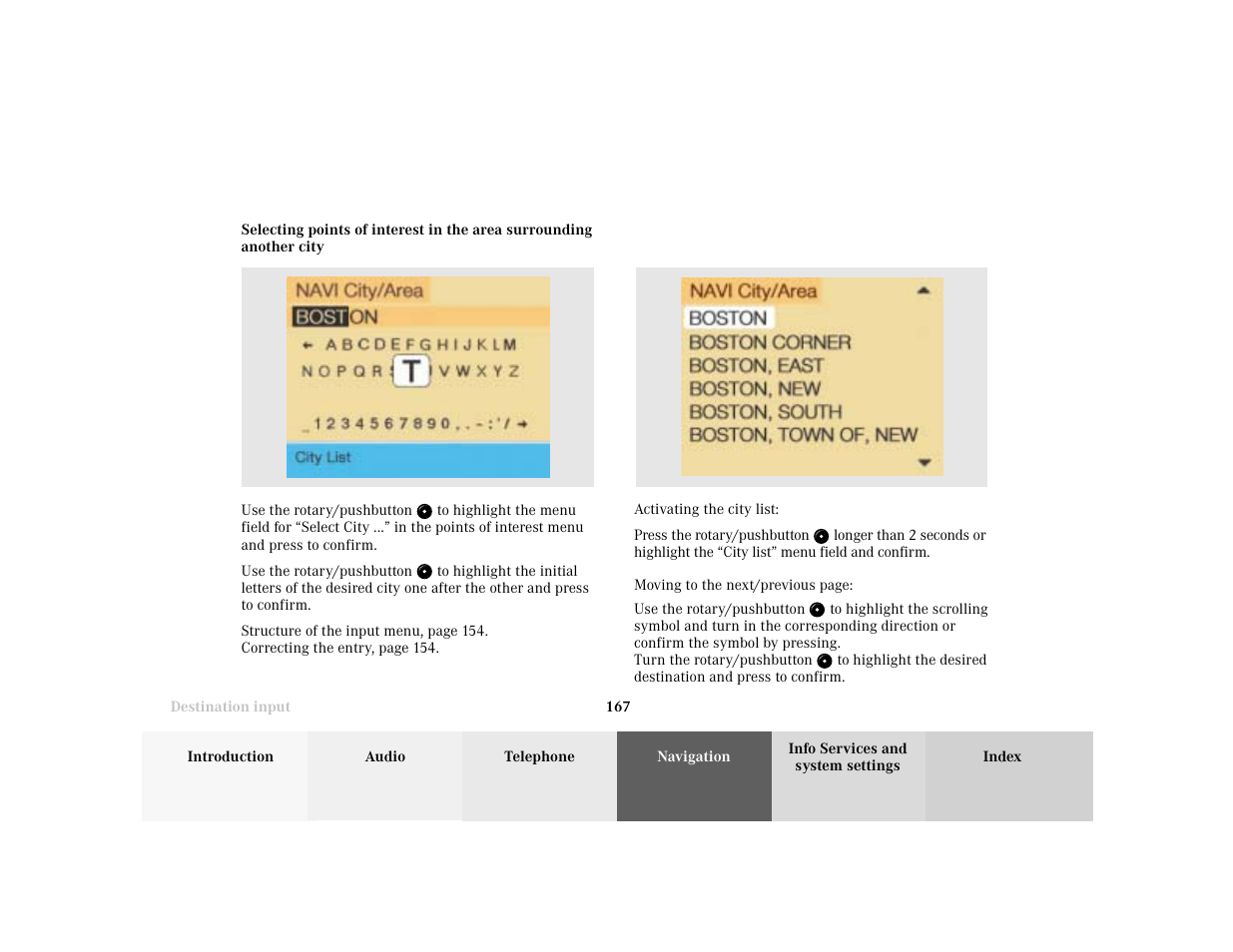 Mercedes-Benz CL-Class 2001 COMAND Manual User Manual | Page 169 / 243