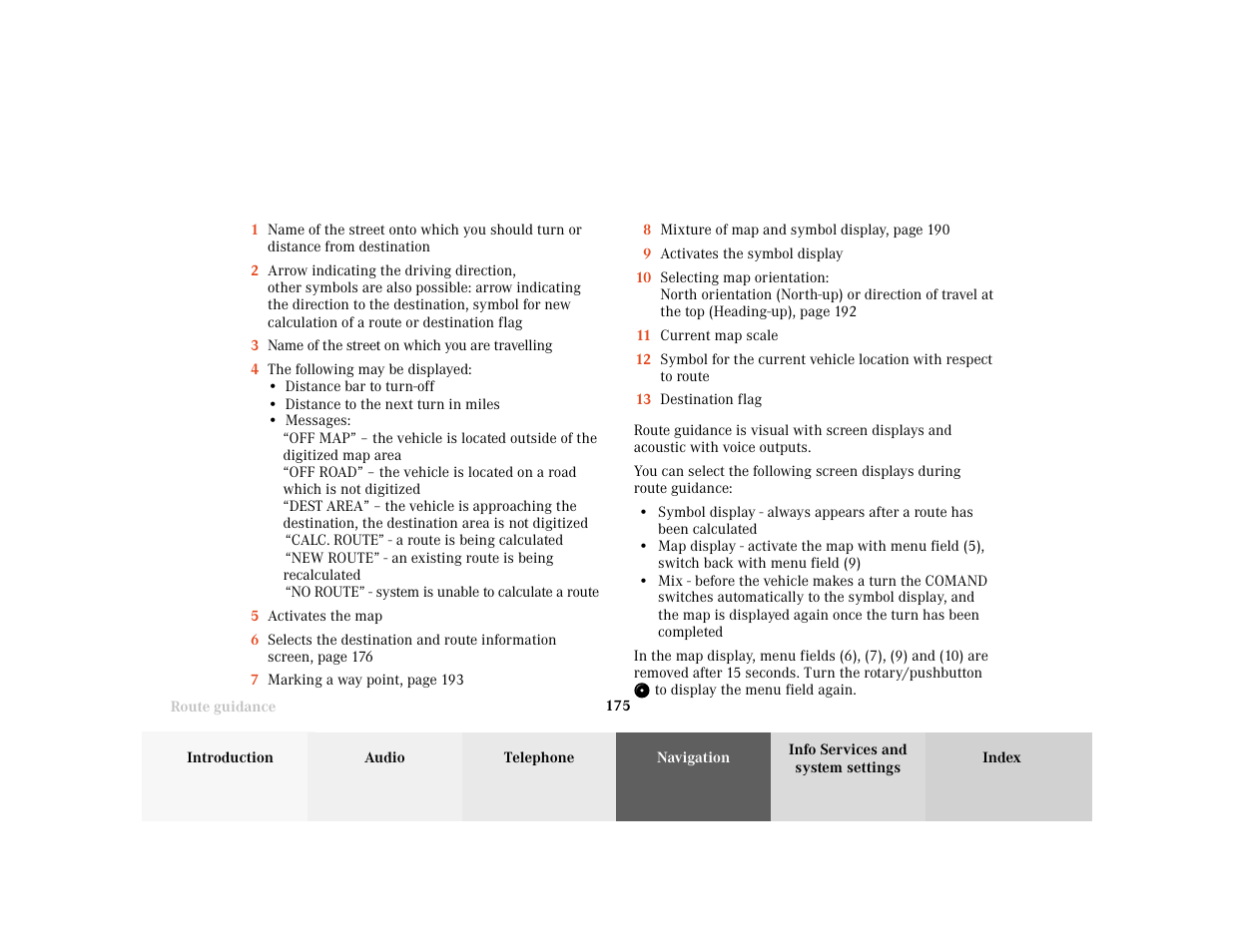 Mercedes-Benz CL-Class 2001 COMAND Manual User Manual | Page 177 / 243