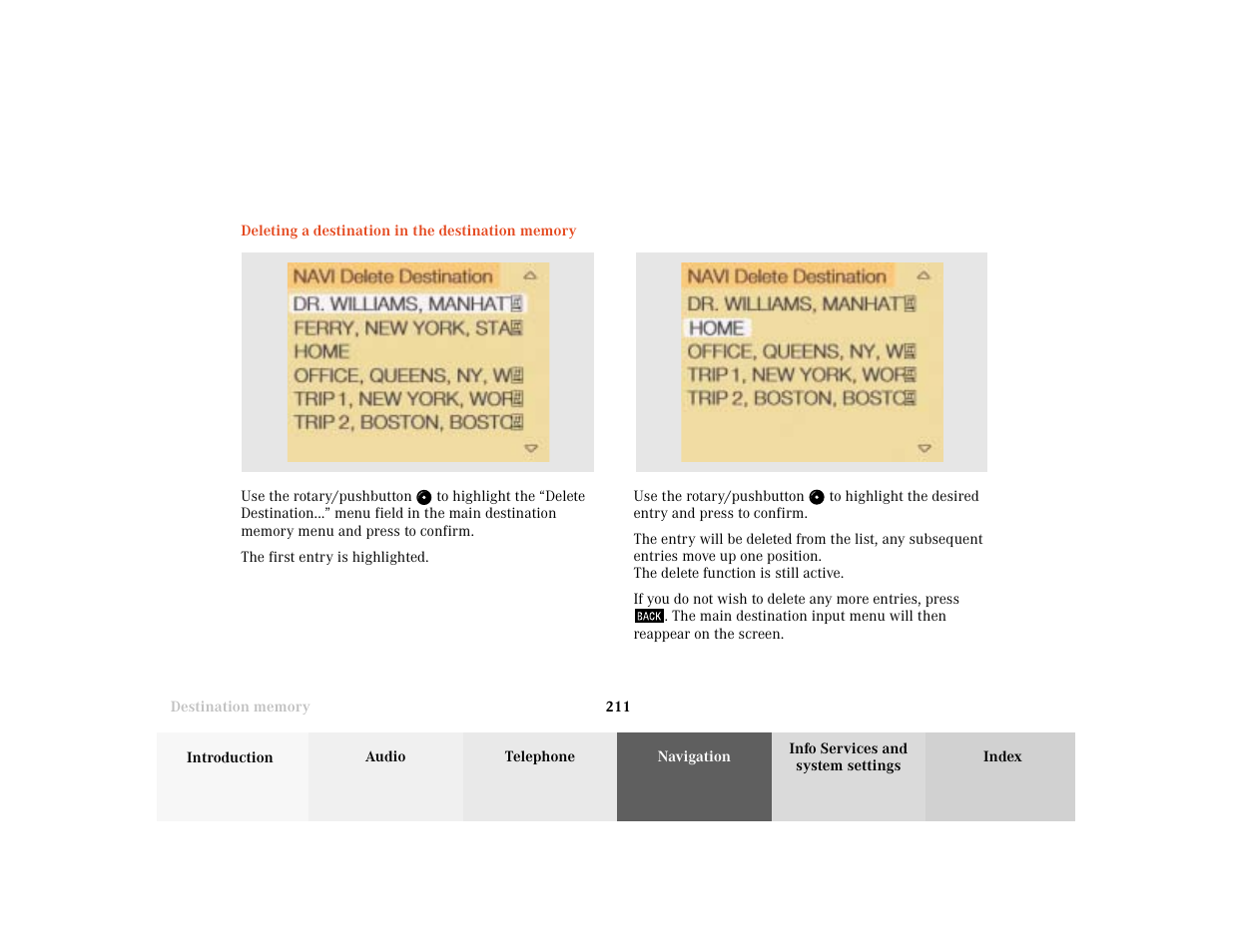 Mercedes-Benz CL-Class 2001 COMAND Manual User Manual | Page 213 / 243