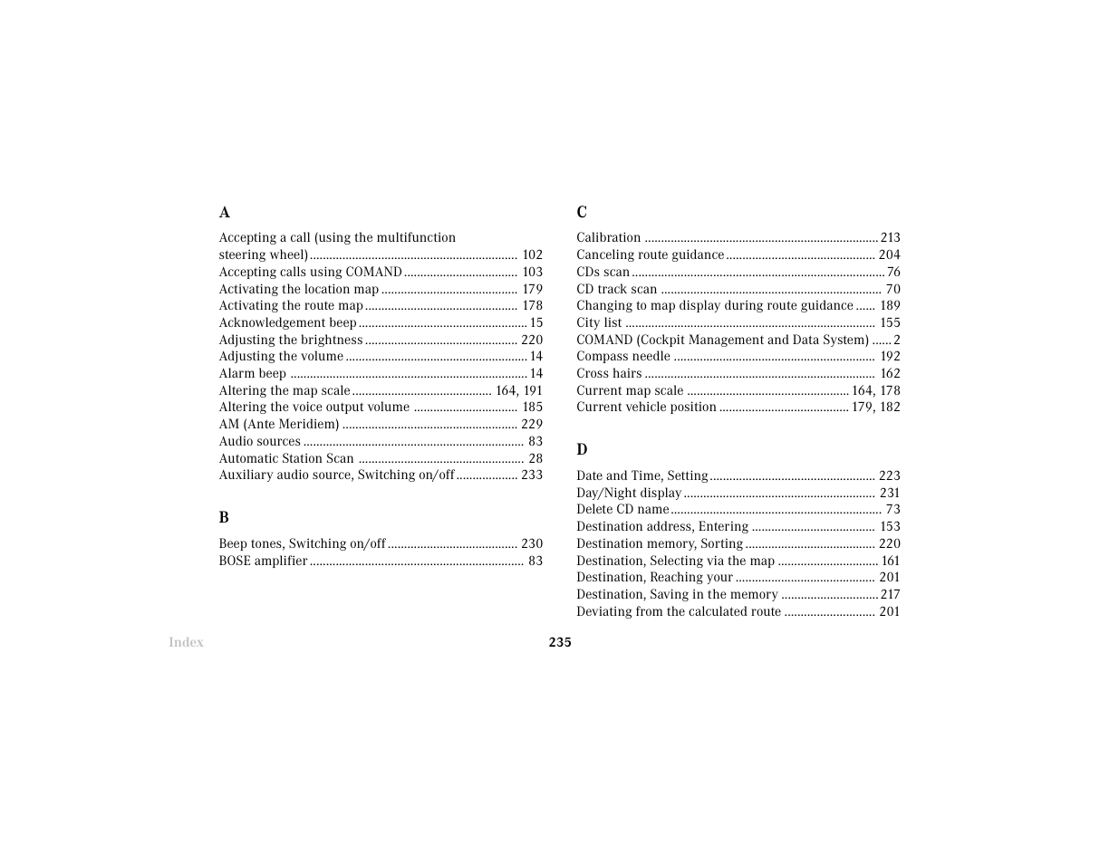 Mercedes-Benz CL-Class 2001 COMAND Manual User Manual | Page 237 / 243