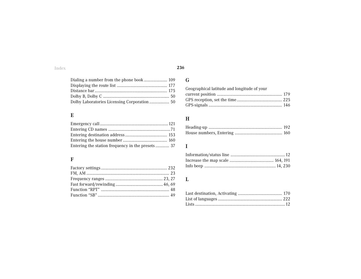 Mercedes-Benz CL-Class 2001 COMAND Manual User Manual | Page 238 / 243