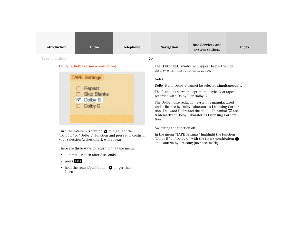 Mercedes-Benz CL-Class 2001 COMAND Manual User Manual | Page 52 / 243