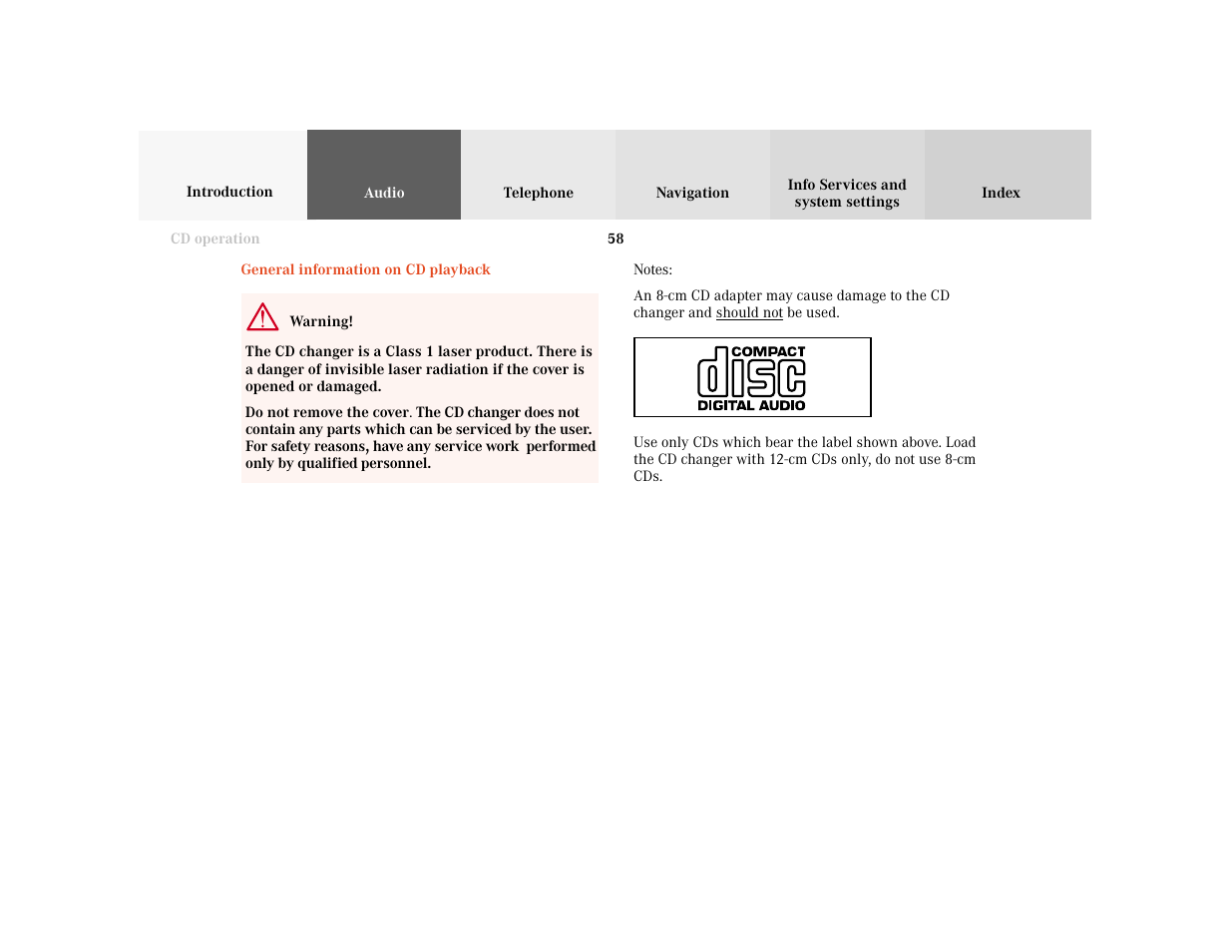 Mercedes-Benz CL-Class 2001 COMAND Manual User Manual | Page 60 / 243