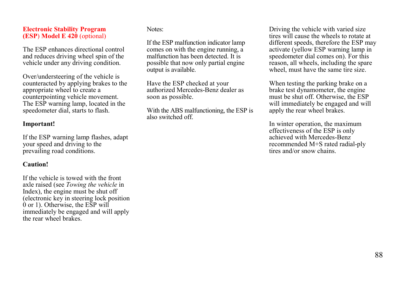 Mercedes-Benz E-class 1997 Emergency Operation User Manual | Page 13 / 74